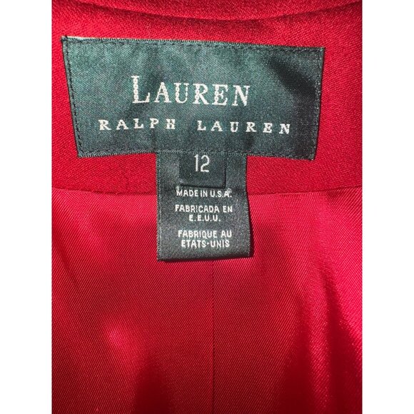 Vintage Ralph Lauren 3D CREST Red Designer Womens 12  Jacket Blazer Money Preppy - Picture 7 of 16